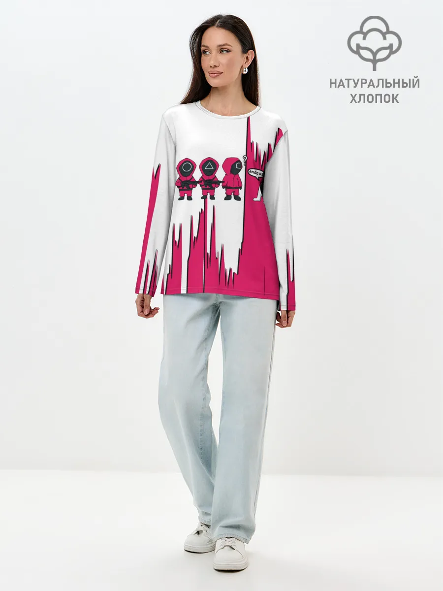 Лонгслив женский. Хлопок / Squid Game | among us / Люди в масках,