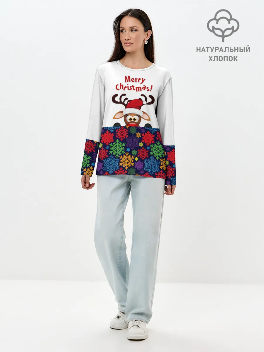 Лонгслив женский. Хлопок / Merry Christmas
