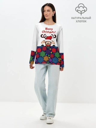 Лонгслив женский. Хлопок / Merry Christmas