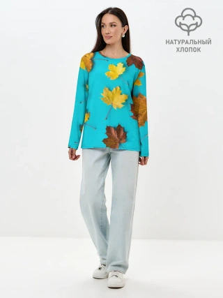 Лонгслив женский. Хлопок / Кленовый листочек