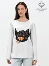 Лонгслив женский. Хлопок / Черная Летучая Мышь