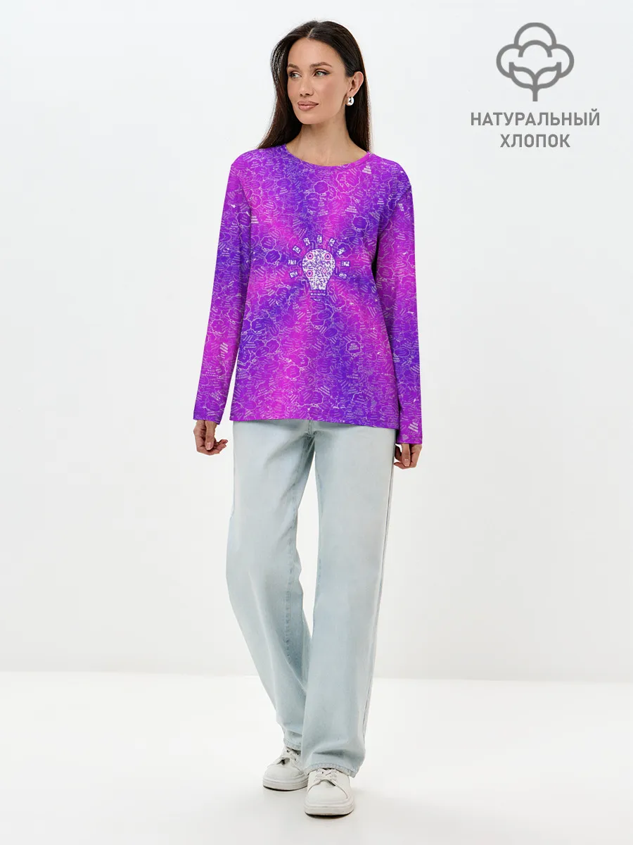 Лонгслив женский. Хлопок / Лампочка на фоне АПВ 12.2.7.7