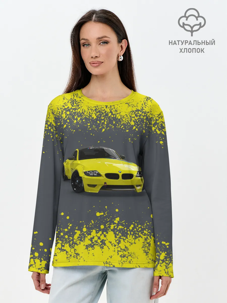 Лонгслив женский. Хлопок / БМВ | ЖЕЛТЫЙ ПЕРФОРМАНС
