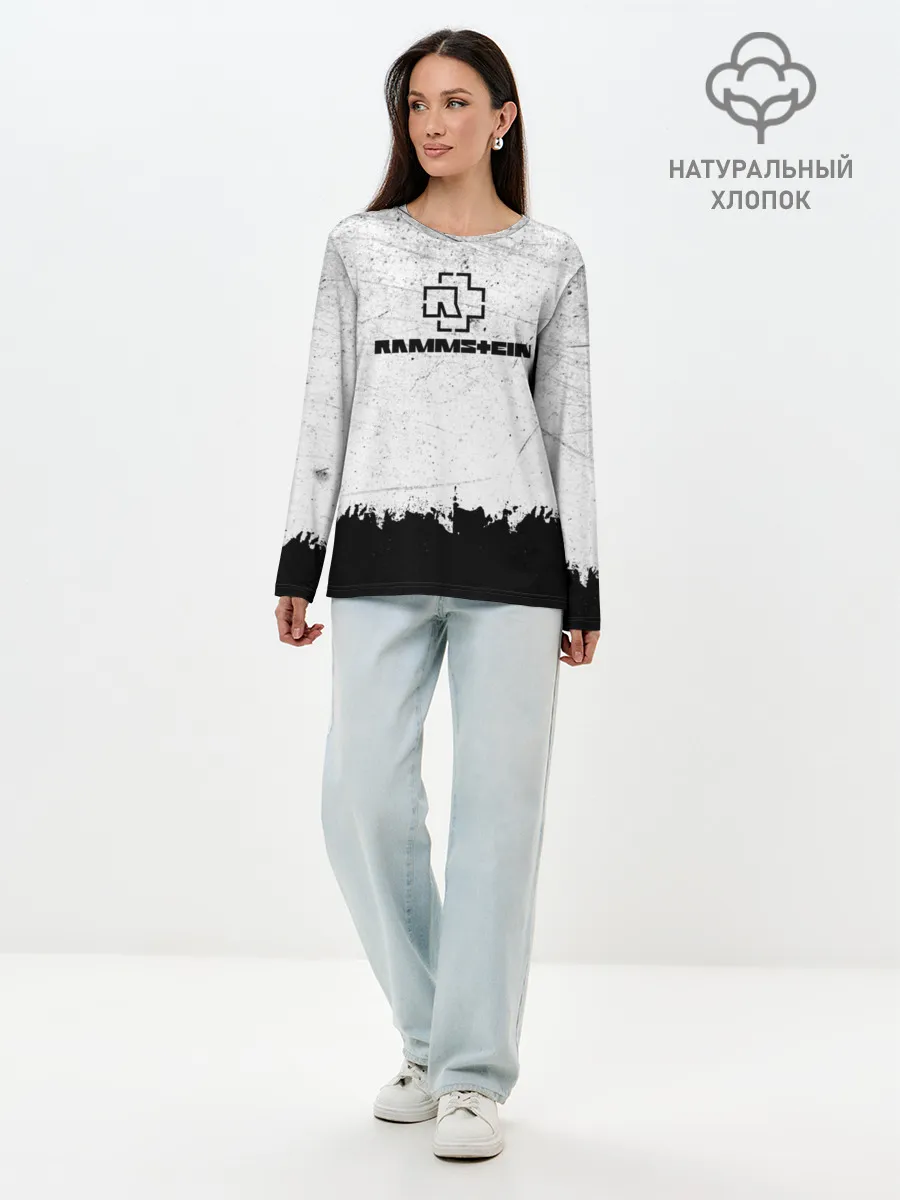 Лонгслив женский. Хлопок / Рамштайн ЧБ Гранж | Rammstein Rock