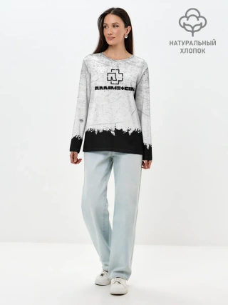 Лонгслив женский. Хлопок / Рамштайн ЧБ Гранж | Rammstein Rock