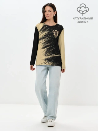 Лонгслив женский. Хлопок / Black clover bull.