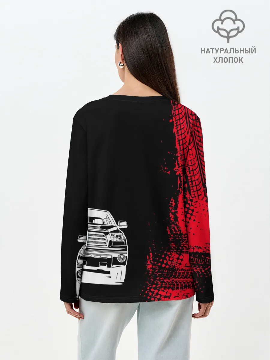 Лонгслив женский. Хлопок / Тойота | Красные следы