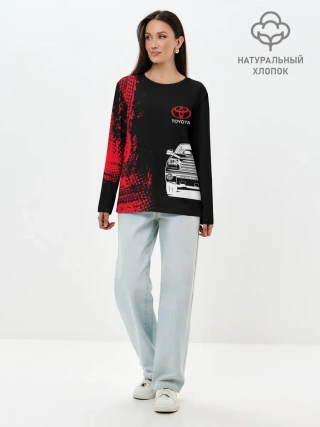 Лонгслив женский. Хлопок / Тойота | Красные следы