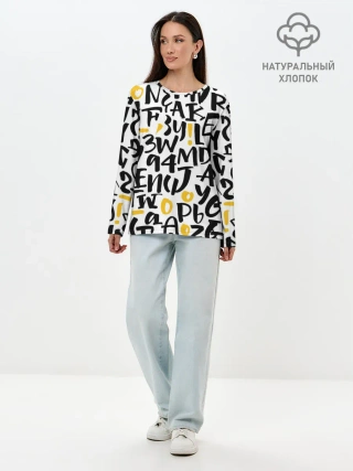 Лонгслив женский. Хлопок / Буквенный бум