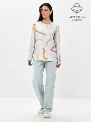 Лонгслив женский. Хлопок / Разные линии