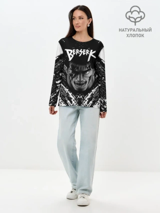 Лонгслив женский. Хлопок / БЕРСЕРК ГАТС брызги краски