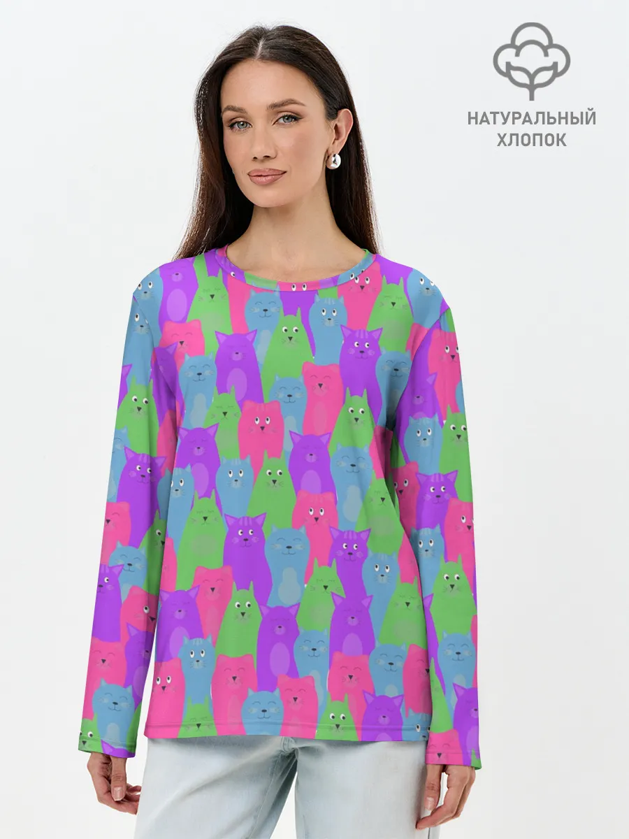 Лонгслив женский. Хлопок / BRIGHT CATS