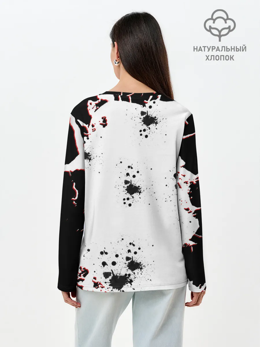 Лонгслив женский. Хлопок / Берсерк черная маска.