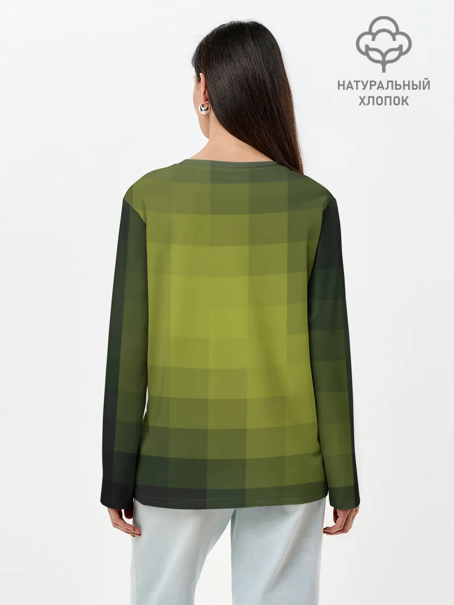 Лонгслив женский. Хлопок / Милитари мозаика