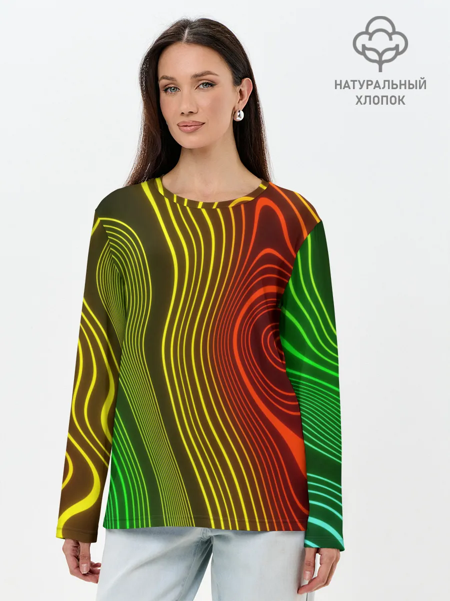 Лонгслив женский. Хлопок / КАРТОГРАФИЧЕСКАЯ ПРОЕКЦИЯ