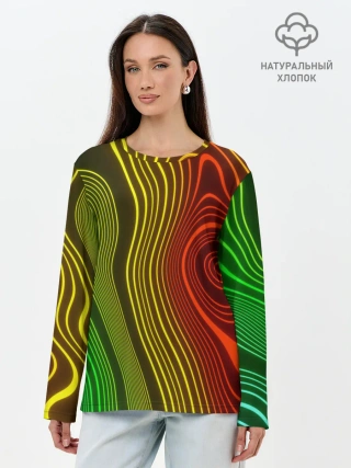 Лонгслив женский. Хлопок / КАРТОГРАФИЧЕСКАЯ ПРОЕКЦИЯ