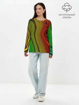 Лонгслив женский. Хлопок / КАРТОГРАФИЧЕСКАЯ ПРОЕКЦИЯ