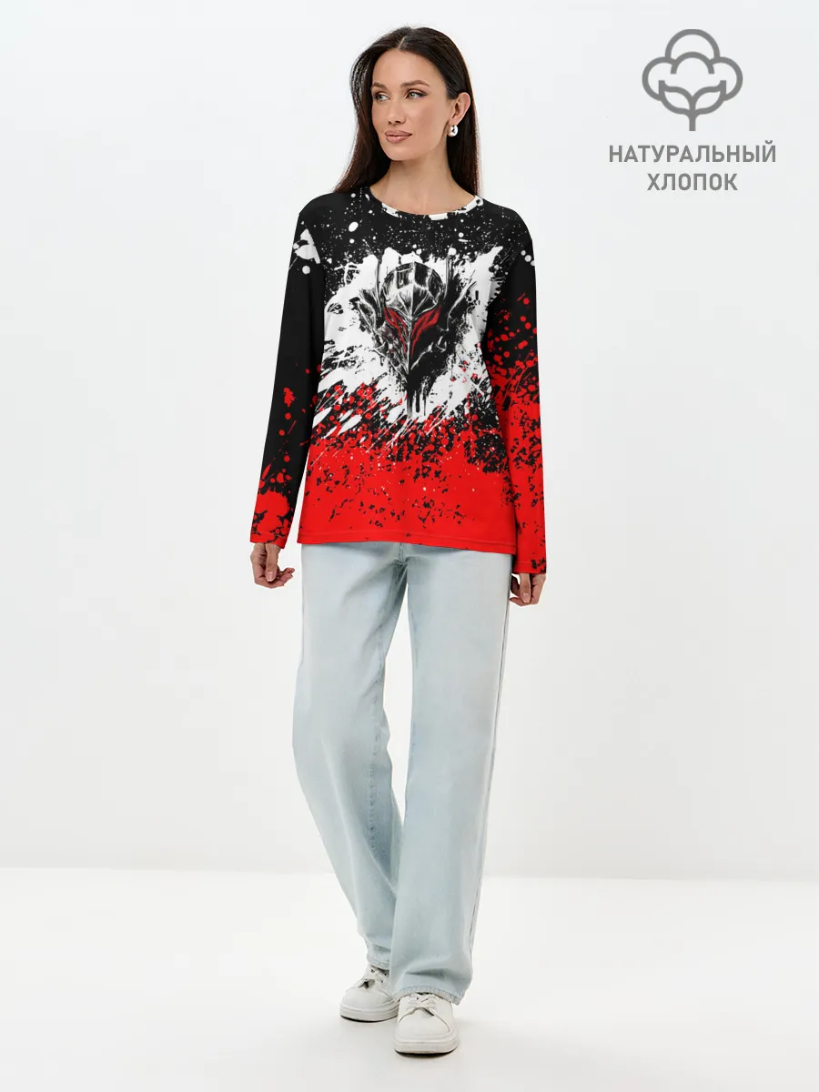 Лонгслив женский. Хлопок / Берсерк: Брызги красок.