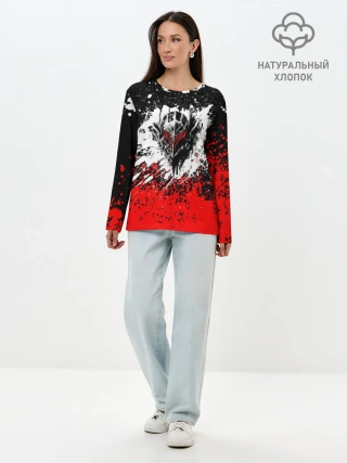 Лонгслив женский. Хлопок / Берсерк: Брызги красок.