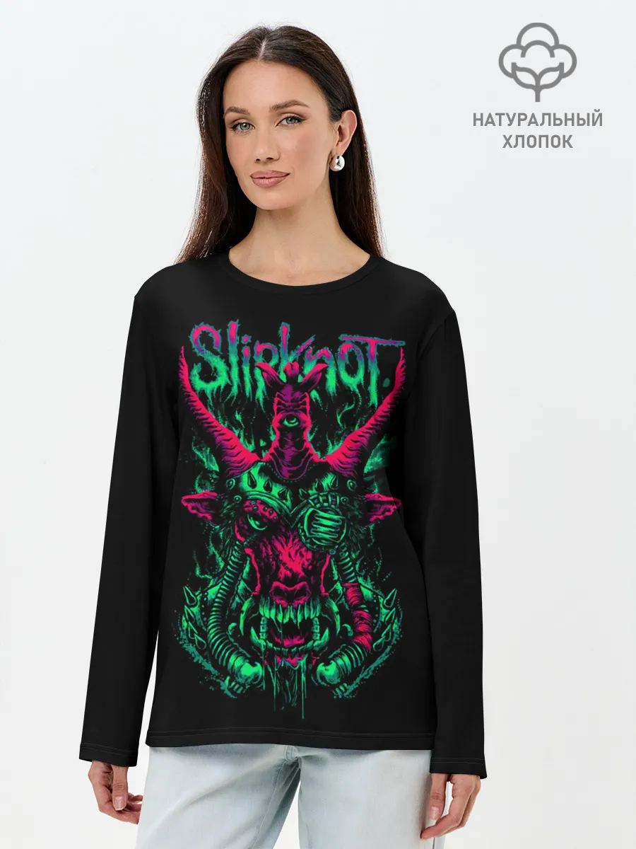 Лонгслив женский. Хлопок / Slipknot криповый козел