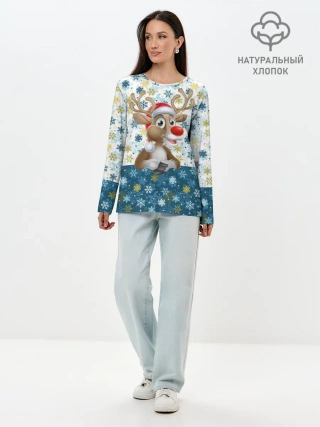 Лонгслив женский. Хлопок / Весёлый Оленёнок