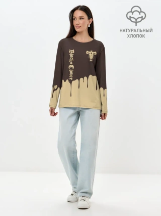 Лонгслив женский. Хлопок / Black clover: Bull