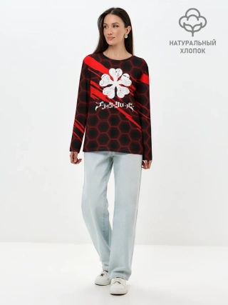 Лонгслив женский. Хлопок / Чёрный клевер: Соты