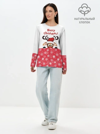 Лонгслив женский. Хлопок / Оленёнок