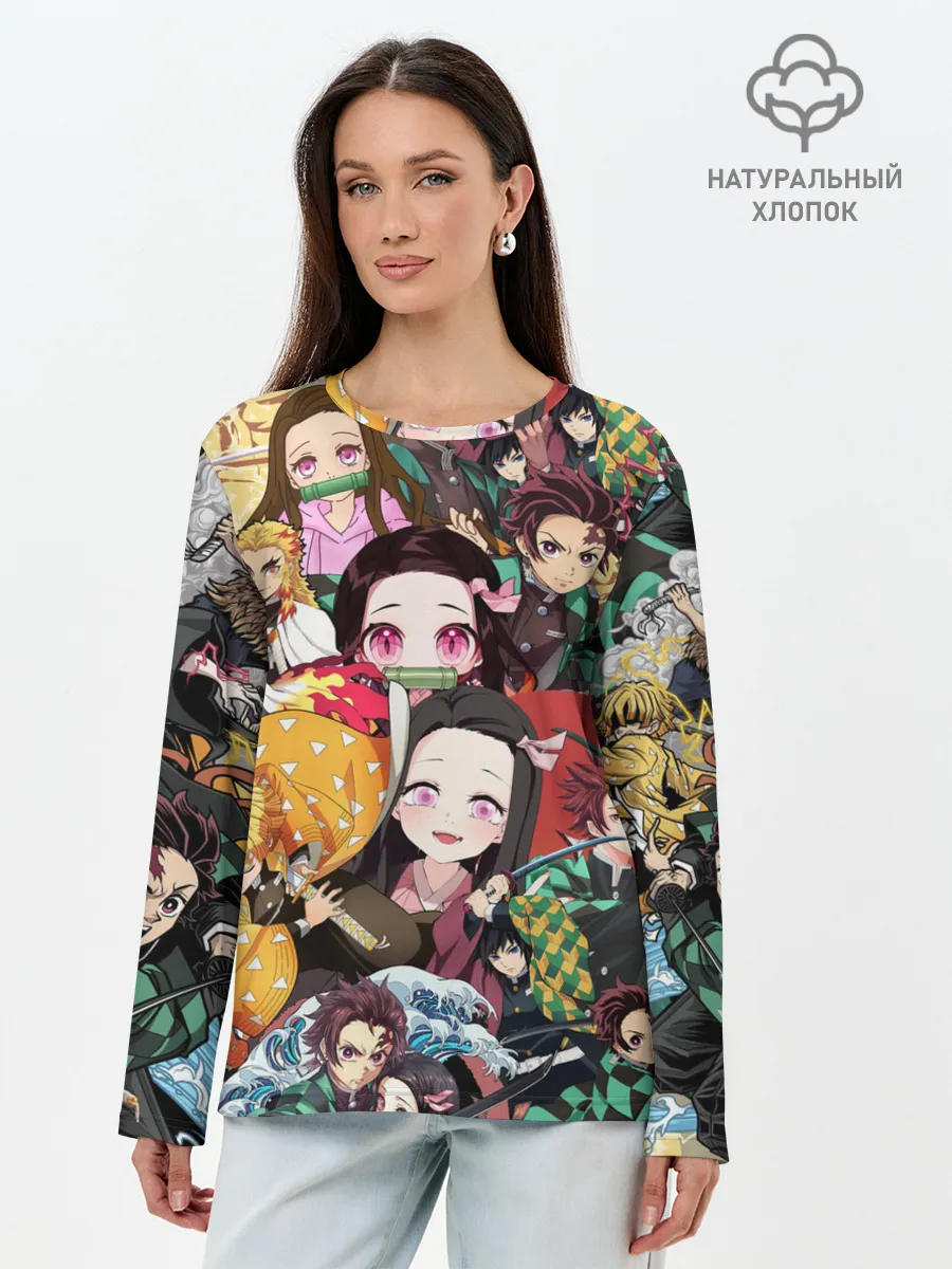 Лонгслив женский. Хлопок / КЛИНОК РАССЕКАЮЩИЙ СТИКЕРБОМБИНГ