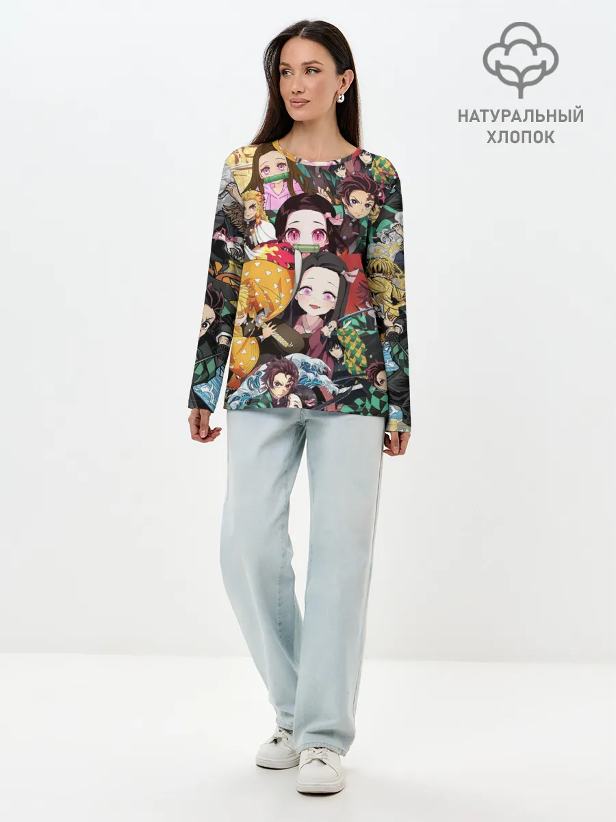 Лонгслив женский. Хлопок / КЛИНОК РАССЕКАЮЩИЙ СТИКЕРБОМБИНГ