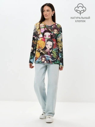 Лонгслив женский. Хлопок / КЛИНОК РАССЕКАЮЩИЙ СТИКЕРБОМБИНГ