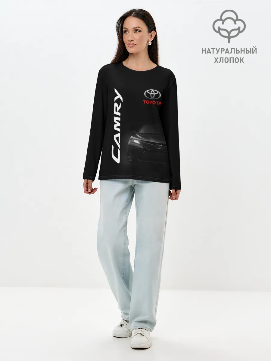 Лонгслив женский. Хлопок / Черная Тойота Камри