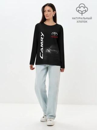 Лонгслив женский. Хлопок / Черная Тойота Камри