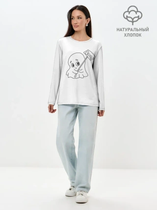 Лонгслив женский. Хлопок / стеснительное приведение