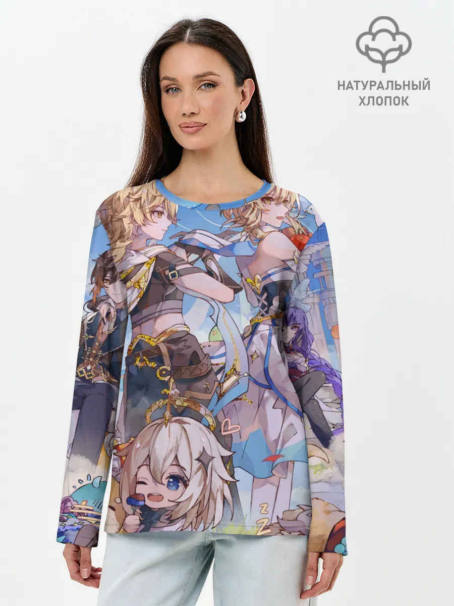 Лонгслив женский. Хлопок / Genshin impact день рождение