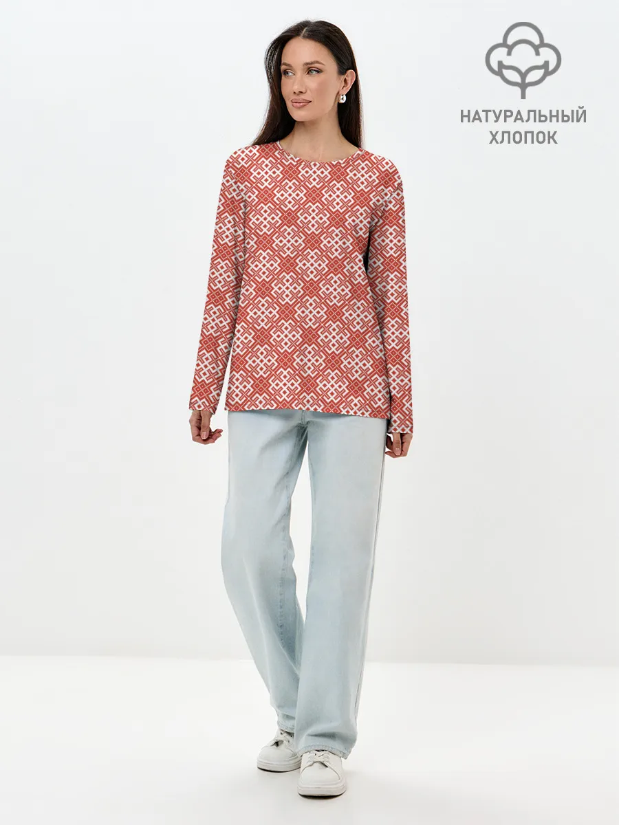 Лонгслив женский. Хлопок / Славянская Обережная Вышивка