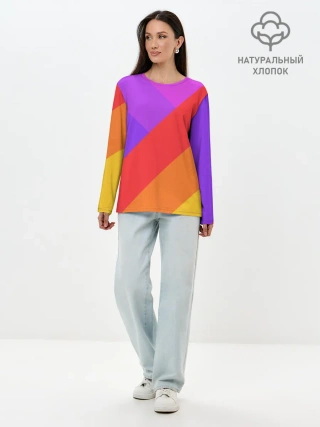 Лонгслив женский. Хлопок / РАДУЖНАЯ ГЕОМЕТРИЯ / RAINBOW GEOMETRY