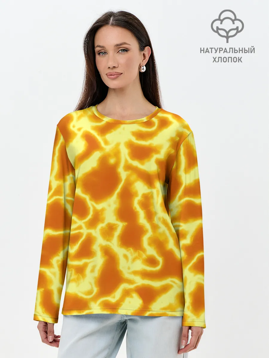 Лонгслив женский. Хлопок / Огненная вспышка