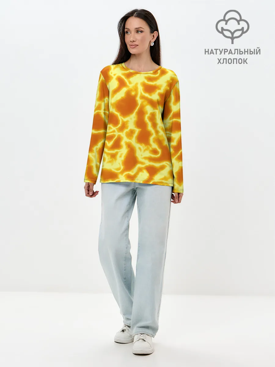 Лонгслив женский. Хлопок / Огненная вспышка