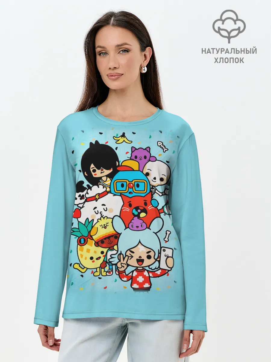 Лонгслив женский. Хлопок / Toca Boca | Тока бока персонажи из игры