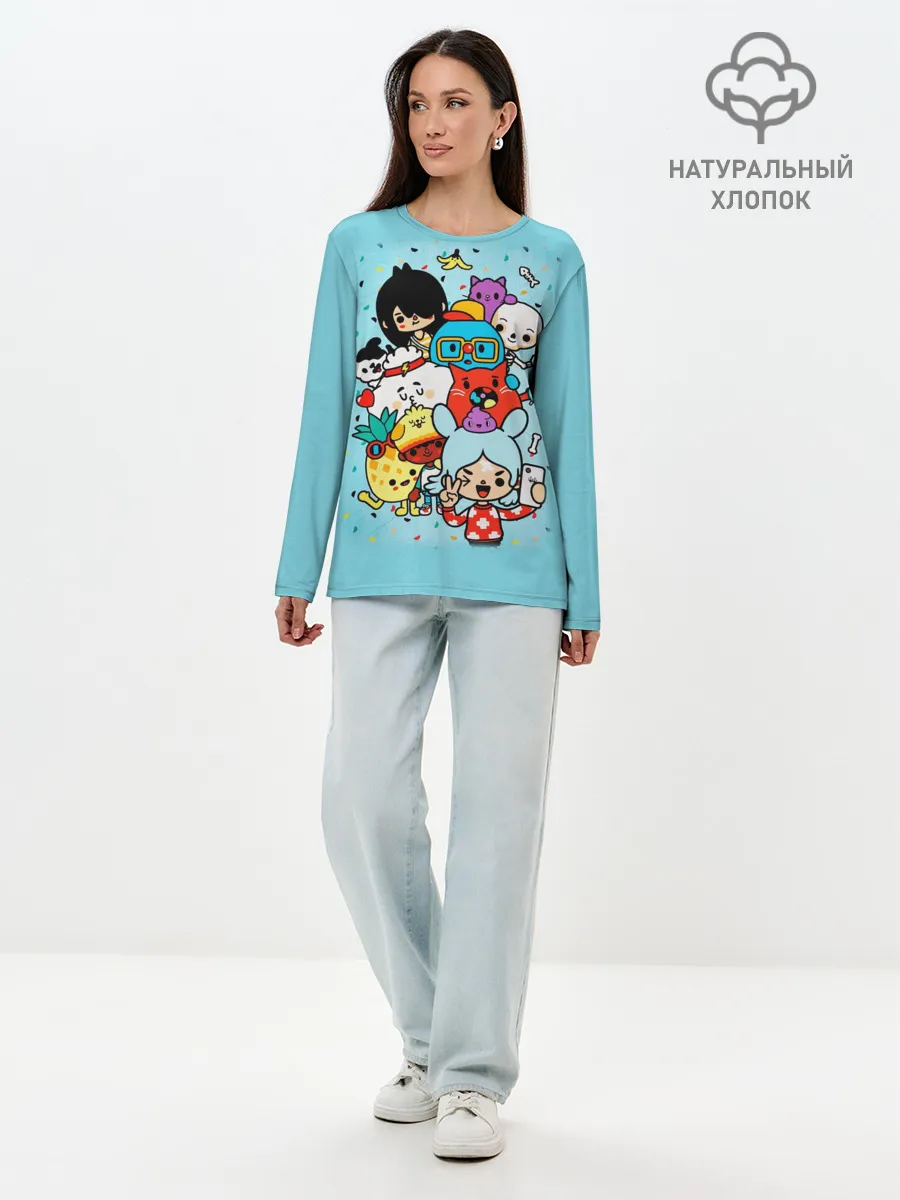 Лонгслив женский. Хлопок / Toca Boca | Тока бока персонажи из игры