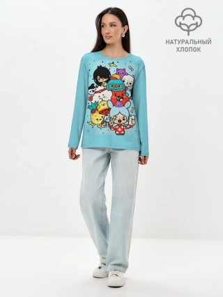 Лонгслив женский. Хлопок / Toca Boca | Тока бока персонажи из игры