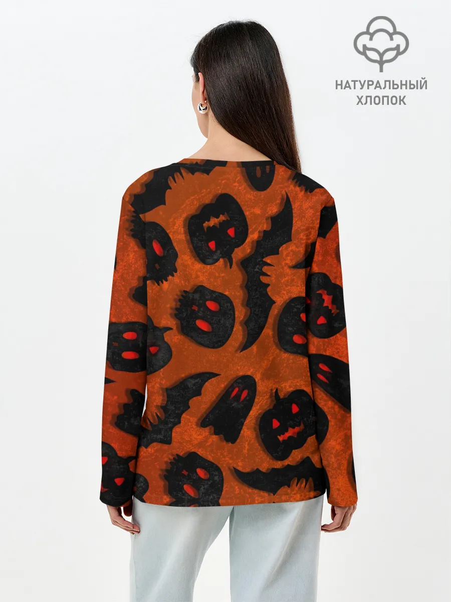 Лонгслив женский. Хлопок / Halloween print