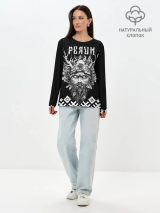 Лонгслив женский. Хлопок / Славянский бог Перун