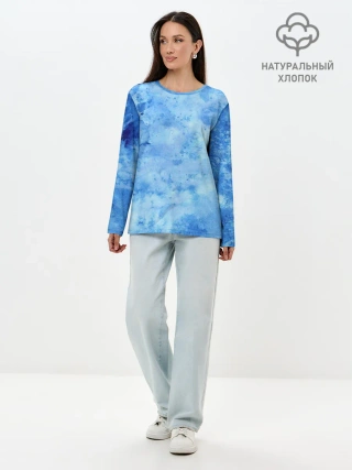 Лонгслив женский. Хлопок / Красочная синева