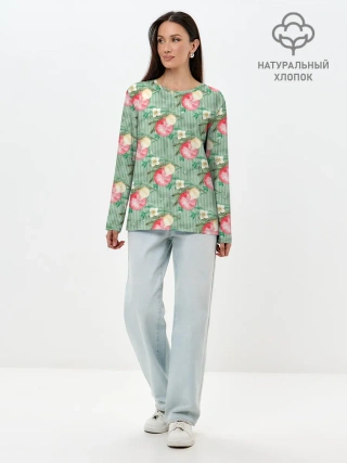 Лонгслив женский. Хлопок / Елочные игрушки шары