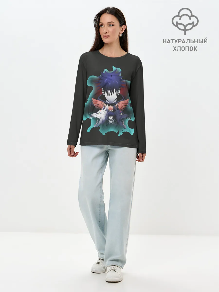 Лонгслив женский. Хлопок / Мегуми два волка Магическая битва