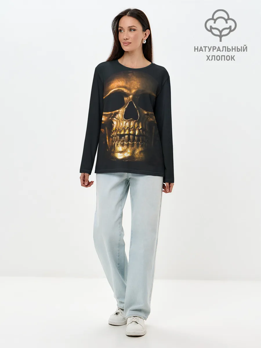 Лонгслив женский. Хлопок / Gold Skull