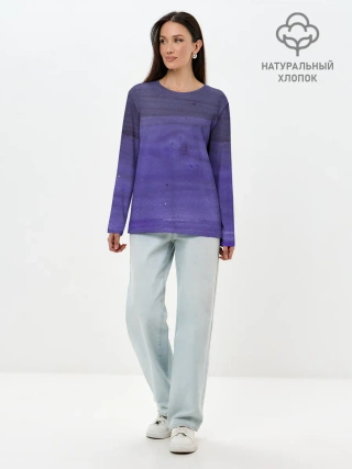 Лонгслив женский. Хлопок / Фиолетовые краски
