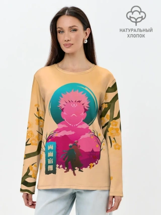 Лонгслив женский. Хлопок / Юдзи сосуд для Сукуна - Магическая битва